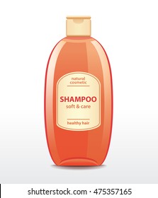 Cartoon Bottle. Baby Shampoo. Detergent Packaging. Liquid Soap. Vector illustration.