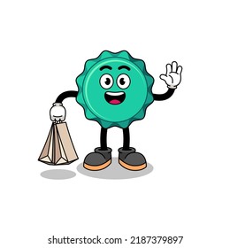 Cartoon of bottle cap shopping , character design