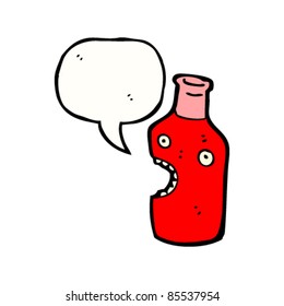 Cartoon-Flaschencharakter mit Sprachblase