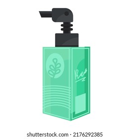 Cartoon bottle cream and shampoo cosmetics container. Face lotion oil and facial skin vector illustration. Skincare beauty cosmetic clean and drawing simplicity perfume glass object