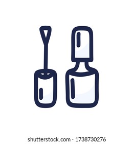 Cartoon Bottle of nail polish. Hand-drawn vector illustration isolated on white background. Manicure, pedicure tools and products doodle flat vector illustration