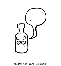cartoon bottle with speech bubble