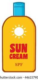 Cartoon Bottle Sunscreen Text Sun Cream Stock Vector (Royalty Free