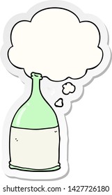 cartoon bottle with thought bubble as a printed sticker