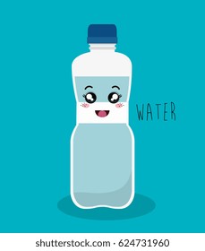 cartoon bottle water design isolated