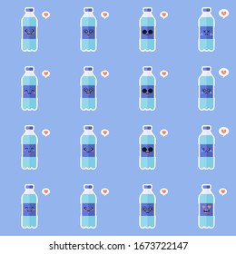 Dibujo de una botella de ilustraciones de vectores de agua. concepto de bebida para una vida saludable y feliz. ilustración vectorial de diseño plano de agua mineral. Concepto de nutrición saludable y agua mineral potable.
