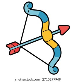 Arco de dibujos animados y flechas aisladas Ilustración vectorial sobre fondo blanco
