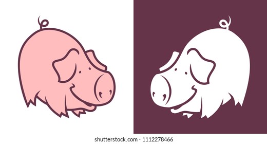 Cartoon bowing pig character