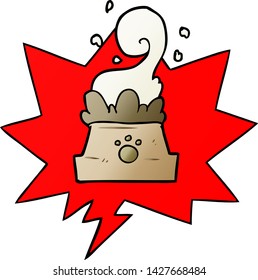 cartoon bowl of dog food with speech bubble in smooth gradient style