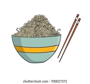 Cartoon Bowl Noodles Chopsticks Stock Vector (royalty Free) 700027372 