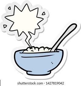 cartoon bowl of rice with speech bubble sticker