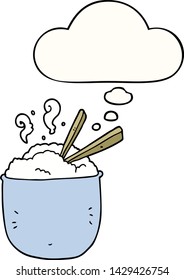 cartoon bowl of rice with thought bubble