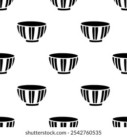 Cartoon bowl silhouette seamless pattern.	
