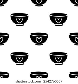 Cartoon bowl silhouette seamless pattern.	
