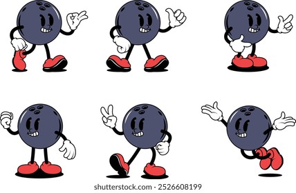 Cartoon Bowling Ball Character Illustrations with Various Styles