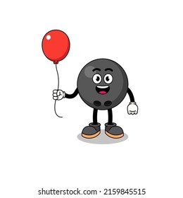 Cartoon of bowling ball holding a balloon , character design