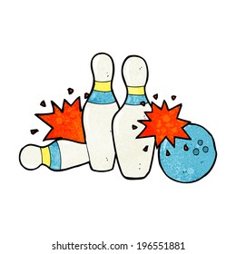 cartoon bowling ball and skittles