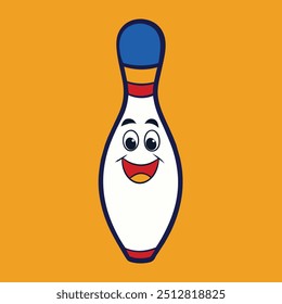 Cartoon bowling pin flat vector illustration.