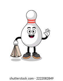 Cartoon of bowling pin shopping , character design