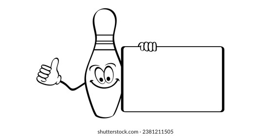 Cartoon Bowlingstift mit Streifen und Bowlingball. Bowling-Streik-Idee. Sport oder Hobby-Spiel. Spielen in einem Team, Wettbewerb oder Turnier. Kriechstifte und Schildkröten. Spielen Sie ein Kegling-Team.