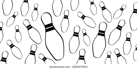 Cartoon bowling pin with stripes and bowling ball. Bowling strike idea. Sport or hobby game. Playing in a team, competition or tournament. Bowling pins and skittles. Play kegling team.