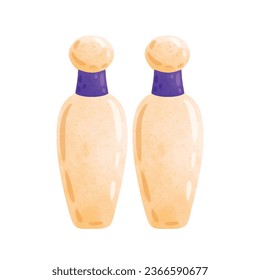 Cartoon bowling pins icon vector illustration design template elements, watercolor art style