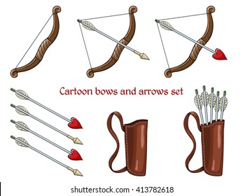 Cartoon bows and arrows set