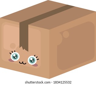 Cartoon box, illustration, vector on white background