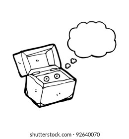 caja de dibujos animados con monstruo secreto dentro