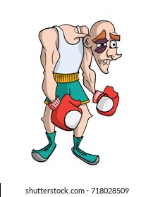 Cartoon boxer with black eye