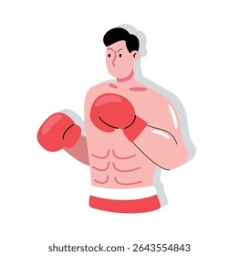 Cartoon Boxer com luvas pronto para lutar