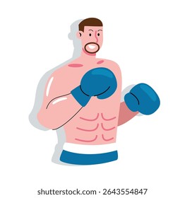Cartoon Boxer com luvas pronto para lutar