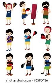 cartoon boxer icon set