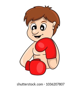 cartoon boxer in red, vector illustration