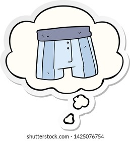 cartoon boxer shorts with thought bubble as a printed sticker