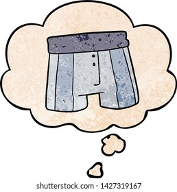 cartoon boxer shorts with thought bubble in grunge texture style