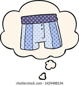 cartoon boxer shorts with thought bubble in comic book style