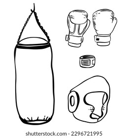 Cartoon boxing glove icon, front and back. Isolated vector illustration. set,