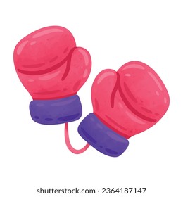Cartoon boxing gloves vector illustration, Hand protection for kickboxing and combat sports, isolated on white background