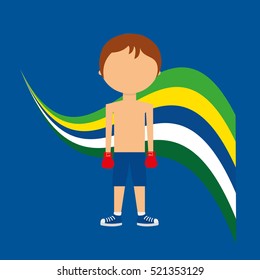 cartoon boxing player brazilian label vector illustration eps 10