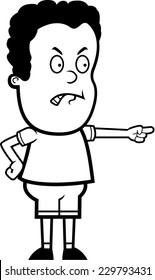 A cartoon boy with an angry expression.