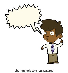 cartoon boy asking question with speech bubble