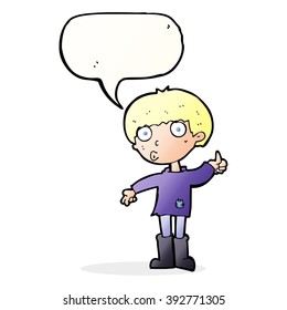 cartoon boy asking question with speech bubble
