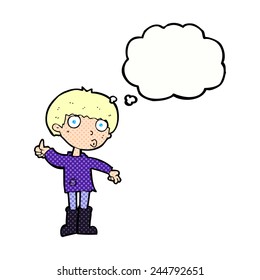 cartoon boy asking question with thought bubble