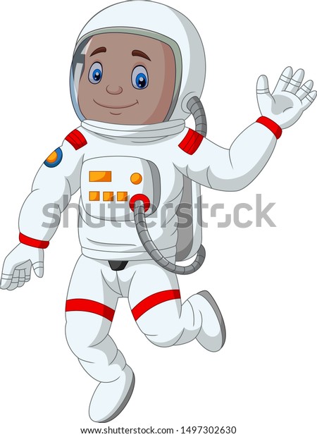 Cartoon Boy Astronaut Waving Hand Stock Vector (royalty Free 