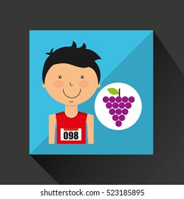 cartoon boy athlete with grape vector illustration eps 10