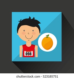 cartoon boy athlete with orange vector illustration eps 10
