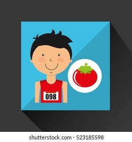 cartoon boy athlete with tomato vector illustration eps 10