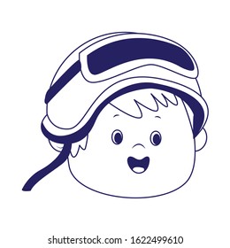cartoon boy with aviator glasses and helmet over white background, flat design, vector illustration