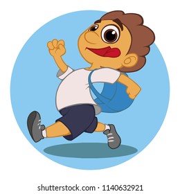 cartoon boy with a backpack